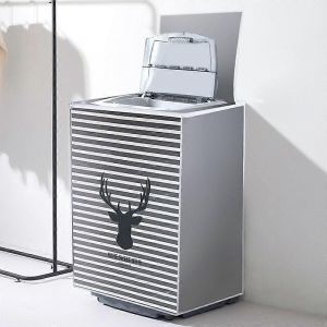 Housse Pour Machine À Laver,Sèche-Linge À Chargement Frontal,Housse Anti-Poussière Pour Crème Solaire Imperméable,Motifs D'animaux Mignons Decoren (Flip,Cerf Rayé) - Neuf