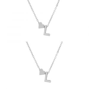 Collier Personnalisé Avec Initiale En Forme De C?ur Et Lettre Pour Femme, En Acier Inoxydable Argenté, Avec Petit Pendentif En Forme De C?ur Et Lettre, Cadeau Idéal Pour Les Filles - Neuf
