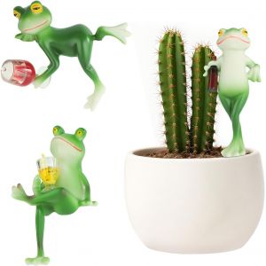 Mevronisshop-Grenouille Avec Verre &Agrave; Vin, Pendentif En Forme De Grenouille, Pot De Fleurs En R&eacute;sine, D&eacute;coration De Jardin - Neuf