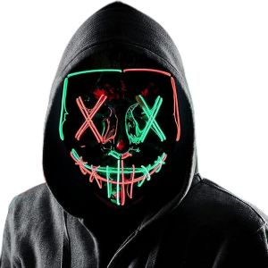 Masque d'Halloween &agrave; LED pour festival,cosplay,d&eacute;guisement d'Halloween,f&ecirc;tes,carnaval,cadeaux.[J61] - Neuf