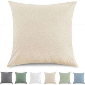 Cauc-Taie Oreiller 80x80 Cm Lot De 2housse Coussin 100% Coton Lav&eacute; Doux, Aspect Lin Et Respirant, Taie D Oreiller Gris Avec Fermeture &Eacute;clair - Neuf