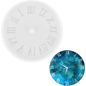 Moule Resine Epoxy Chiffres Romains, Moule Epoxy, Pour Loisirs Cr&eacute;atifs, Horloge En Silicone Liquide, Outils De Fabrication De Bijoux, Pendentifs, Chiffres Romains, 10.4cm - Neuf