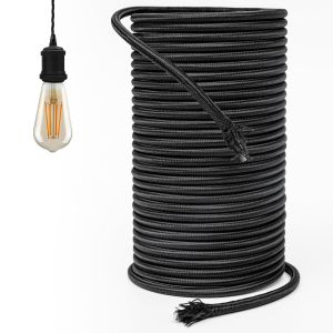 Fil électrique tissu-Rétro Cable Electrique Fil Electrique 0.75mm² Corde de chanvre tressé torsadée Câble 3 Noyaux (3x0.75mm²) pour Accessoires de lampe à suspendre 10M - Neuf