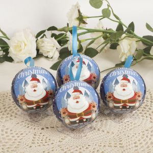 Boîte à bonbons de Noël en fer blanc bleu foncé, 4 pièces - Décorations de Noël suspendues pour sapin de Noël pour enfants - Neuf