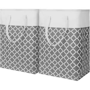 Paquet de 2 paniers à linge,grand panier à linge 80L avec longues poignées renforcées,panier de rangement étanche autoportant,panier à linge pliable pour lit - Neuf