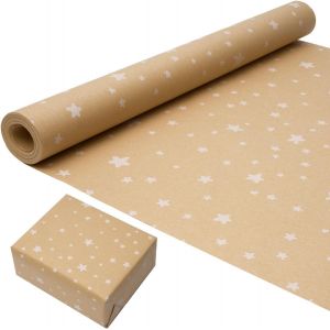 Rouleau De Papier Cadeau D'anniversaire 43 Cm X 15 M, Kraft Recyclable, Imprimé Étoile, Pour Décoration De Cadeaux D'anniversaire, De Mariage Ou De Fête - Neuf