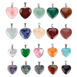 Pendentifs En Pierre En Forme De C?ur Perles De Pierres De Cristal Lucky Charm Collier Pendentifs 20pcs En 2 Tailles, Pierre, Perle - Neuf