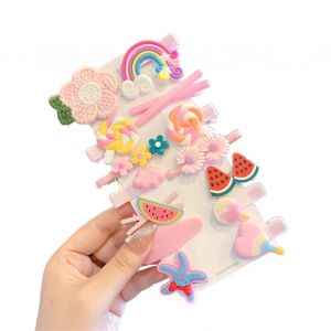 Lot De 14 Pinces A Cheveux Style Princesse, Style Dessin Anime, Jolies Epingles Colorees, Accessoires Pour Cheveux Pour Filles Et Bebes, Type E - Neuf