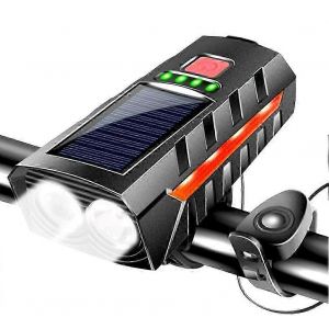 V&eacute;lo De Route Solaire Frontlamp Usb Lanterne De Cyclisme Rechargeable Affichage De Puissance Lampe De Poche De V&eacute;lo &Agrave; Feux De Route Pour La Conduite De Nuit,A - Neuf