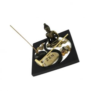 Jardin De Meditation Miniature, Bac A Sable Pour Bureau, Decoration De Table, Jardin Zen, Statue De Bouddha, Plateau A Sable Miniature Avec Sable - Neuf