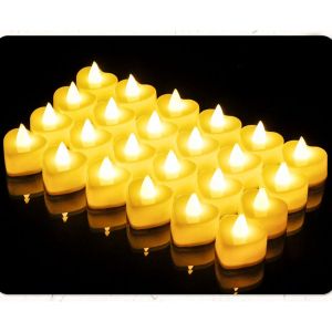 Kalanka-Lot De 24 Bougies Chauffe-Plat &Agrave; Led Sans Flamme Vacillante Et D&eacute;corations Pour Mariage, Saint-Valentin, Demande En Mariage, F&ecirc;te, Festival (Forme De Coeur, Lumi&egrave;re Blanche Chaude, Lot De 24) - Neuf