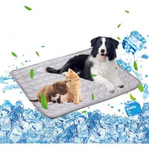 Tapis Rafra&icirc;chissant Pour Chien Et Chat-100x70 Cm-En Gel Non Toxique-Gris - Neuf