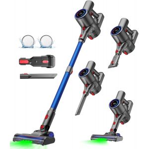 Z8 Aspirateur Balai Sans Fil, 40Kpa/45Min/500W/6 En 1 Aspirateur Balai L&eacute;ger Avec Led Verte, Filtration En 6 &Eacute;tapes, &Eacute;cran Led, Autoportant Pour Poils D'Animaux, Sols Durs Et Moquettes (Gris) - Neuf