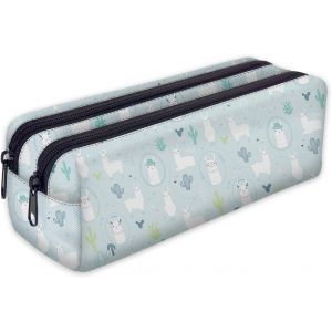 KAL-Trousse Scolaire 2 Compartiments Sac A Crayon Trousse De Toilette Trousse Plumier Organisateur Lama [107] - Neuf