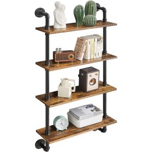 Mevronisshop-Support Mural, Fixation Murale &Agrave; 4 Niveaux, Style Industriel, Support De Tuyaux En Fer, Rangement, &Eacute;tag&egrave;re Flottante Pour Cuisine, Bureau, Salle De Bains, Salon, Chambre Hws002h - Neuf