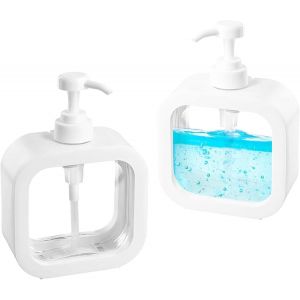 KAL-Distributeur Savon, 2 Pièces Liquide Distributeur Savon, 500 Ml Distributeur Savon Cuisine Distributeur, Distributeur De Savon Transparent, Distributeur Liquide Vaisselle Distributeur Shampoing - Neuf