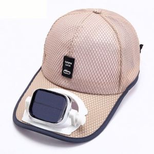 Casquette De Baseball Pour Hommes Avec Ventilateur Solaire,Chapeaux De Soleil De Plage En Maille D'été,Solaire/Usb,Beige - Neuf