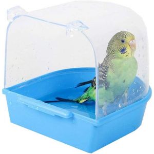 Chenquansarl-Baignoire Perroquets, 13.8 * 13.4 * 14cm Baignoire À Suspendre Pour Perroquet, Accessoires De Cage À O Aux, Pour Chats, Pinsons, Perruches Perruches (Bleu) - Neuf