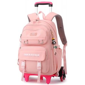 KALANKA-Cartable à Roulette Enfants Sac à Dos Chariot Cartable Primaire Garcon Fille âgés de 7 à 14 Ans, 30L, Bleu - Neuf