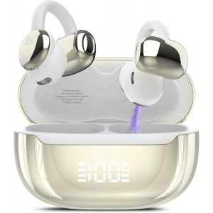 LORANKA-Ecouteurs Bluetooth Sans Fil, &Eacute;couteurs Sans Fil Bluetooth 5.4, 48H &Eacute;couteurs Clip Oreille avec 4 ENC Mic, Basses Puissantes, &Eacute;tanch&eacute;it&eacute; IPX7, Casque Conduction Osseuse pour Deporte/Voyage/&Eacute;t - Neuf