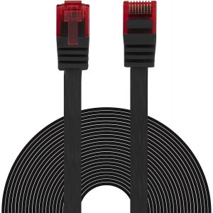 KALANKA-C&acirc;ble LAN Ethernet - 15 m - C&acirc;ble r&eacute;seau plat flexible - Noir - C&acirc;ble Gigabit DSL RNIS - C&acirc;ble plat - Fiche RJ45 - Neuf