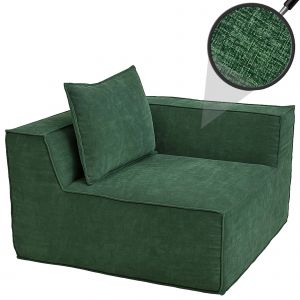 &Eacute;l&eacute;ment d'angle/accessoire pour canap&eacute; HWC-O54, fauteuil lounge Fauteuil rembourr&eacute; Accoudoir, tissu/textile (300 g/m&sup2;) 63 x 97 x 97 cmvert - Neuf