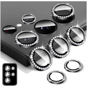 Protecteur D'objectif D'appareil Photo Diamant pour Samsung Galaxy S25 Ultra, Protecteur de Couvercle de Cam&iquest;&iquest;ra en Verre Tremp&iquest;&iquest;, Anneau M&iquest;&iquest;tallique en Aluminium Individuel Bling - Neuf