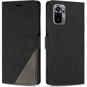 Ayu-Coque Pour Redmi Note 10 4g / Redmi Note 10s, Protection Housse Etui En Cuir Pu Portefeuille Avec Emplacements Cartes Et Fonction Support Pour Redmi Note 10 4g / Redmi Note 10s, Noir - Neuf