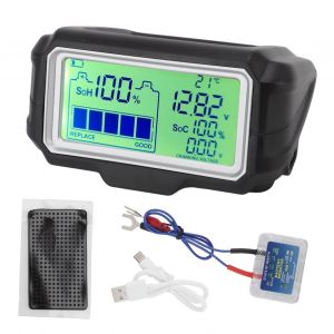 Testeur de batterie LED 12 V avec ecran LCD HUD, retroeclairage, fusible integre, moniteur de batterie pour voitures, camions, yachts - Neuf