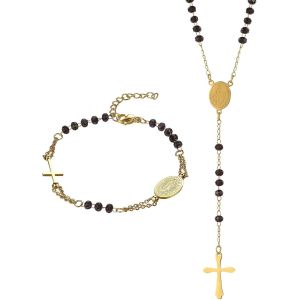 Kal-Collier Chapelet Croix Catholique,Jésus Chapelet Chretien Avec Croix Médaille Saint Benoît Pour Chrétiens Catholiques Communion Religieuse,Baptême,Messe,Bible,Amulette - Neuf