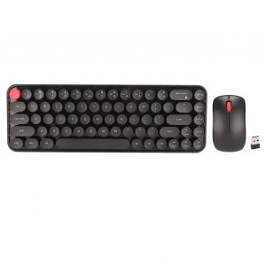 Ensemble clavier et souris pour machine a ecrire, 68 touches, transmission stable a 2,4 GHz, retro, alimente par batterie, pour Windows, noir - Neuf