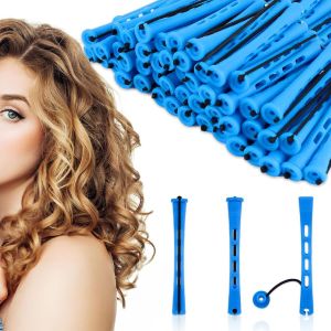 80 Pièces Bigoudis Cheveux 0,35 Pouce Permanente Cheveux Boucle Kit Bigoudi Hair Rollers Pour Cheveux Naturels Longs Courts Outil De Coiffure Bigoudis, Bleu - Neuf