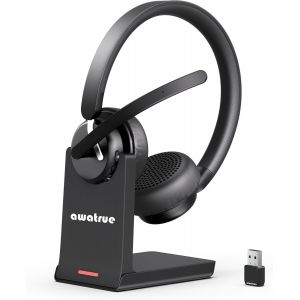 Casque Sans Fil Avec Micro Pour Le Travail,Casque Bluetooth 5.3 Avec Microphone Antibruit Ai Et Rappel D'Appel,Casque Sans Fil Avec Assistant Vocal Pour Pc/Ordinateur/Travail &Agrave; Distance/Centre - Neuf