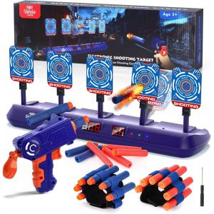 Eryi-Cible Pour Nerf, Electronique Avec 5 Cibles 3 Modes, Jeu De Tir Avec Effet Lumineux Et Sonore (Bleu Avec Un Pistolet), Pour 3+ Ans - Neuf