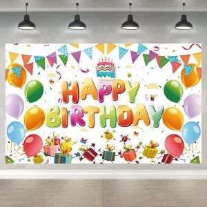 Decoration Anniversaire Toile De Fond,Bannière Colorée De Joyeux Anniversaire,Fournitures De Fête D¿Anniversaire Photo Fond Pour Filles Garçons Enfants Femmes Hommes 180×110 Cm - Neuf