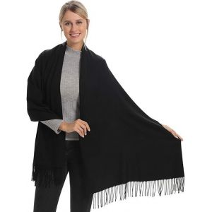 Écharpe Douce En Mélange De Laine Et Cachemire, Châle Et Pashmina Acrylique Pour Femme - Noir - Neuf