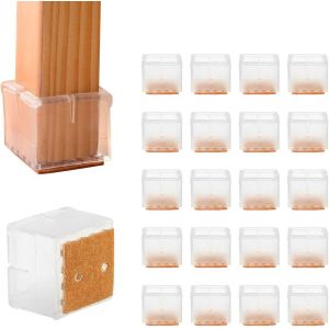 Embouts De Pieds De Chaise En Silicone, 24 Pièces, Protections De Pieds De Chaise, De Table Et De Sol Pour Pieds De Chaise De 30 À 35 Mm, Transparents Et Marron - Neuf