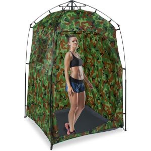 Letnerny-Tente De Douche, Cabine Haute Xxl Fonction Pop-Up, Hxlxp 228x140x140 Cm, Étanche, Pliable, Camouflage, Vert - Neuf