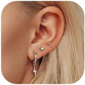 Boucles D'oreilles Femme Argent Sterling 925 Aiguilles Cartilage Tragus Helix Piercing Oreille Petites Boucles D'oreilles Femme Boucles D'oreille Hypoallerg&eacute;niques Plaqu&eacute; Or 14 Carats Femme - Neuf