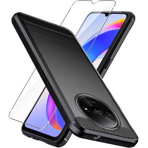 Verre Tremp&eacute; Pour Xiaomi Redmi A3 4g Coque Noir Fibre De Carbone + Verre Tremp&eacute; Film Protecteur - Souple &Eacute;tui Carbon Fiber Housse Case Cover Pour Xiaomi Redmi A3 4g (6.71") - Neuf