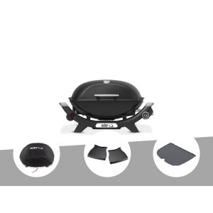 Barbecue &agrave; gaz Q 2100N noir + Housse + Plan de travail + Plancha (1/2) - Weber - Neuf