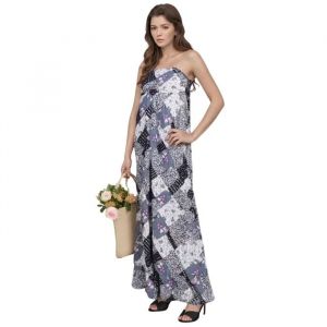 Robe Longue Bustier Fleuri Bleu - &Eacute;l&eacute;gance D&eacute;contract&eacute;e Pour Vos Journ&eacute;es D'&eacute;t&eacute; - Neuf