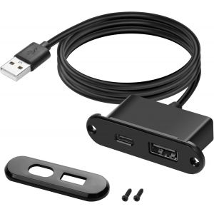 LETNERNY-Usb Usb C Pr D'Alimentation De Bureau 5V / 2A Usb/Type - C Port De Charge Intégré Chargeur De Bureau De Téléphone Portable Station De Charge De Bureau De Bureau De Canapé - 1.2M / 3.9Ft - Neuf