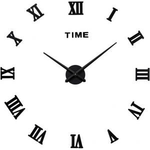 Moderne Diy Grand Pendule Murale 3D Mirror Stickers Horloge Montre Murale Horloge Moderne Sans Cadre Chiffres Romains Montre Murale Home Office Décoration Amovible - Neuf