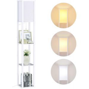 Lampadaire En Bois Réglable, Lampe De Plancher Moderne 1.6m, Lampe Étagère Avec Douille E27 (Ampoule 3000k-5000k Incluse), Lumière Décoration Pour Chambre Salon Bureau Café Hôtel - Neuf