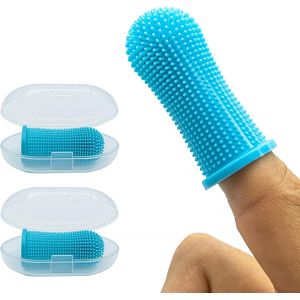 Brosse &Agrave; Dents Pour Chien Et Chat - Nettoyage &Agrave; 360&deg; Pour Une Hygi&egrave;ne Et Une Sant&eacute; Optimales. Brosse &Agrave; Dents Pour Chien Finger Cub - Bleue - Neuf