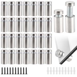 CHECARZHN--NO1-Lot De 50 Entreto s Murales En Acier Inoxydable - 12 X 25 Mm - Avec Vis - Pour Verre, Miroir, Ongles - Argenté - Neuf