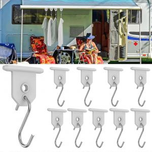 10pcs Crochets D'auvent Robustes Pour Rv S En Forme De Camping Auvent Crochets Métal Party Light Hangers Chapeaux Accessoires De Suspension De Camping-Car En Plein Air - Neuf
