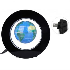HJLIAN Globe flottant electronique rond a levitation magnetique avec eclairage LED pour la maison (prise americaine bleue) - Neuf