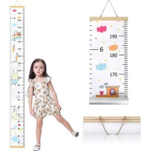 Nouveau tableau de croissance de la taille des enfants adapté | Règle de mesure murale pour bébé bois et toile | Règle murale pour garçons et filles | 79 pouces x 7,9 pouces - Neuf